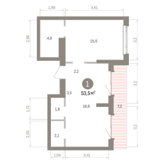 53.00 м² | 23 - 25 эт. 00