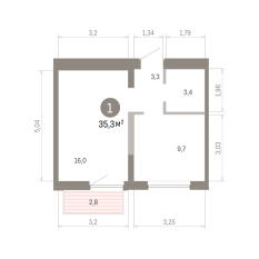 35.00 м² | 8 - 9 эт. 00