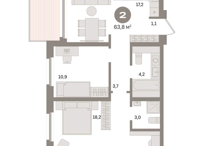 63.00 м² | 12 - 24 эт.