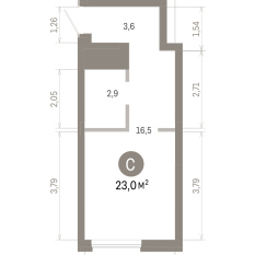22.00 м² | 3 - 8 эт. 00