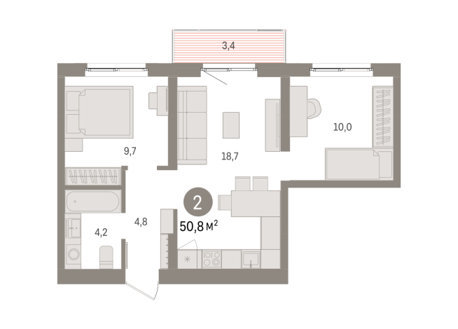 50.00 м² | 6 - 8 эт.