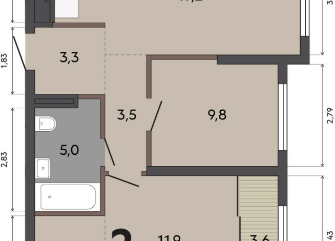 58.90 м² | 12 - 31 эт.