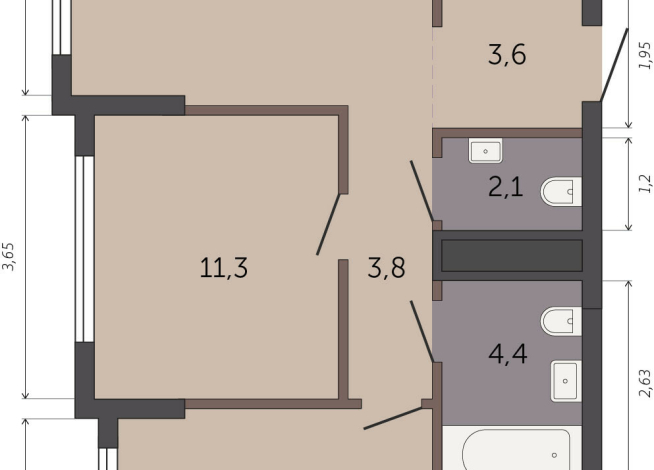 59.90 м² | 30 - 32 эт.