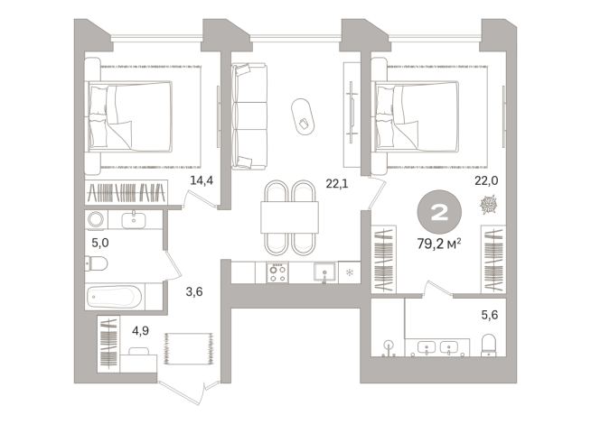 79.00 м² | 9 - 25 эт.