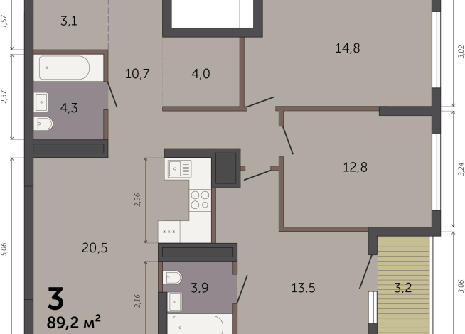 89.20 м² | 17 - 32 эт.