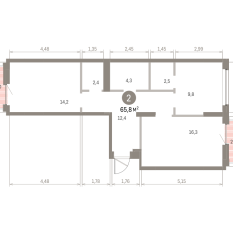 65.00 м² | 6 - 9 эт. 00