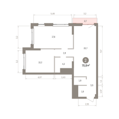 70.00 м² | 22 - 25 эт. 00