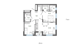 71.95 м² | 24 - 24 эт.