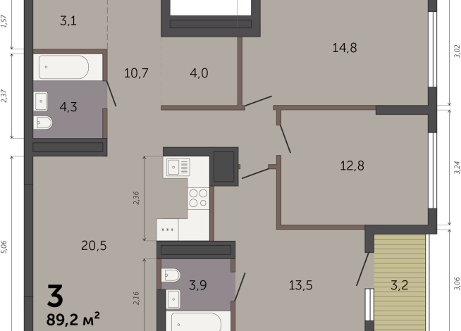 89.20 м² | 26 - 32 эт.