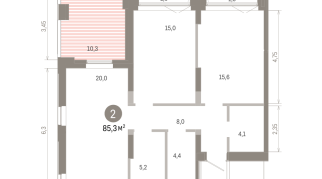 85.00 м² | 15 - 16 эт.