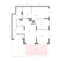 105.00 м² | 1 - 16 эт. 00