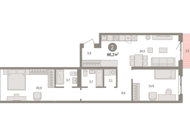 86.00 м² | 4 - 15 эт.