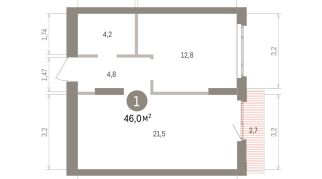46.00 м² | 2 - 16 эт.
