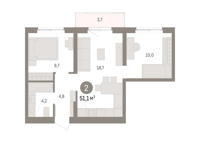51.00 м² | 7 - 8 эт.