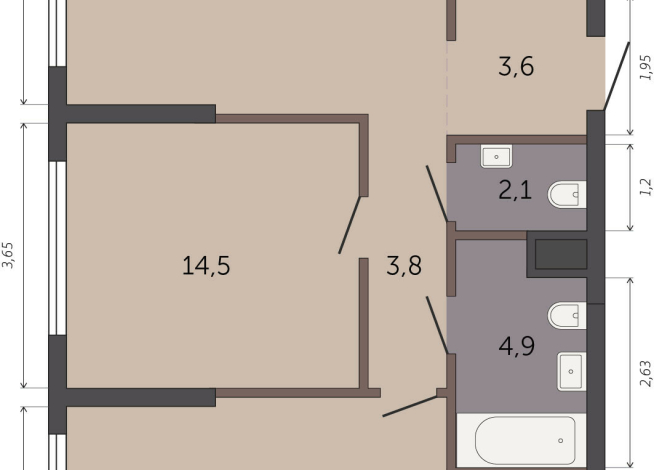 69.70 м² | 2 - 32 эт.