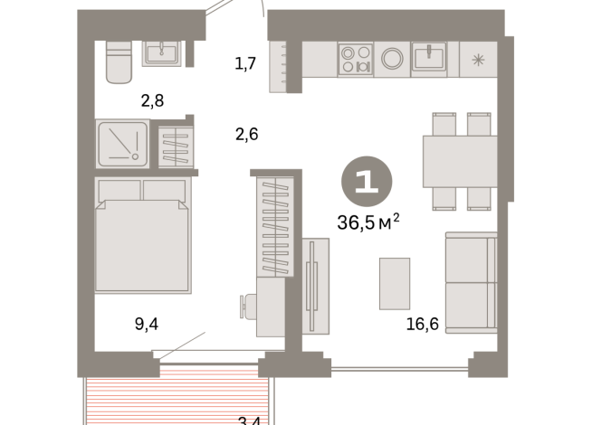 36.00 м² | 7 - 7 эт.