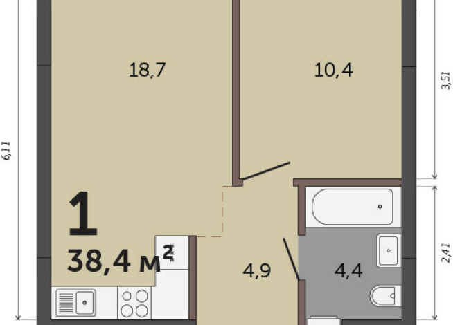 38.40 м² | 8 - 30 эт.