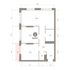 64.00 м² | 14 - 25 эт. 00