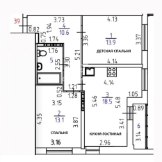2-к квартира | 60.60 м² | 5 - 25 эт. 70
