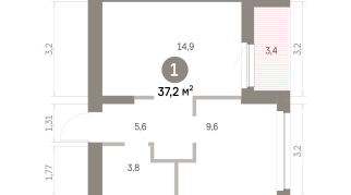 37.00 м² | 2 - 9 эт.