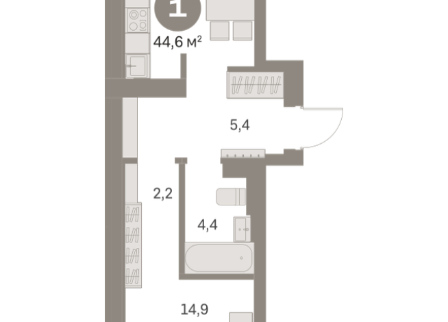 44.00 м² | 2 - 9 эт.