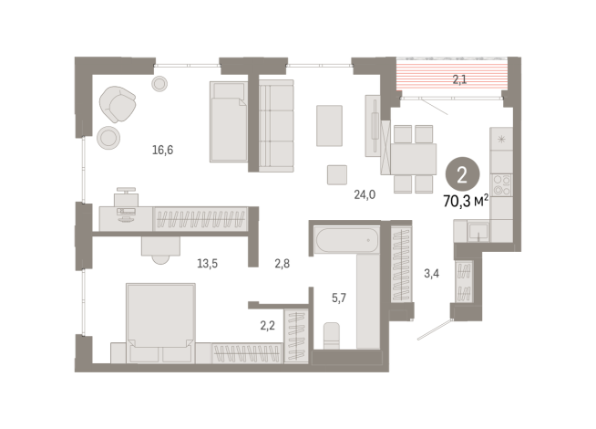 70.00 м² | 17 - 17 эт.
