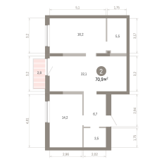 70.00 м² | 8 - 9 эт. 00