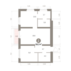 58.00 м² | 7 - 9 эт. 00