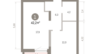 42.00 м² | 8 - 9 эт.