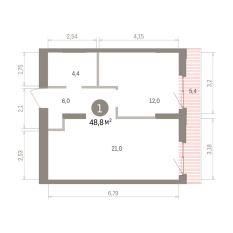 48.00 м² | 7 - 16 эт. 00