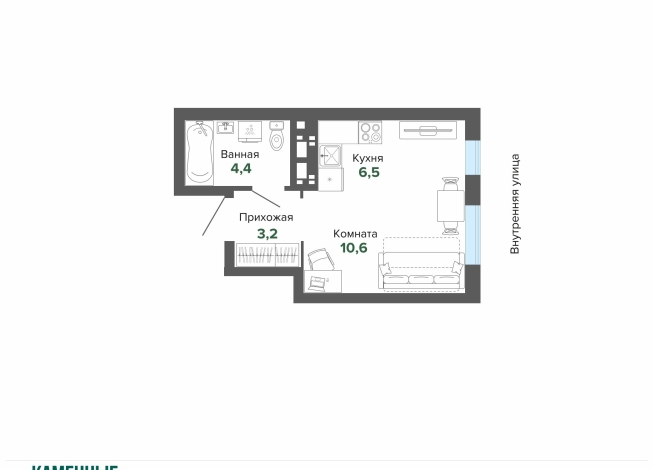 24.71 м² | 14 - 25 эт.