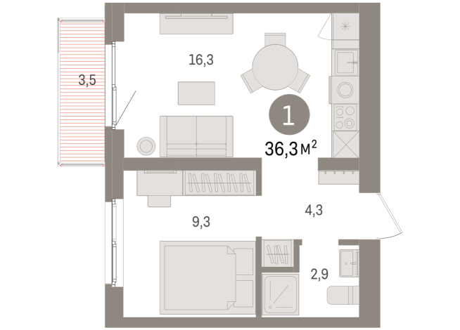 36.00 м² | 7 - 8 эт.