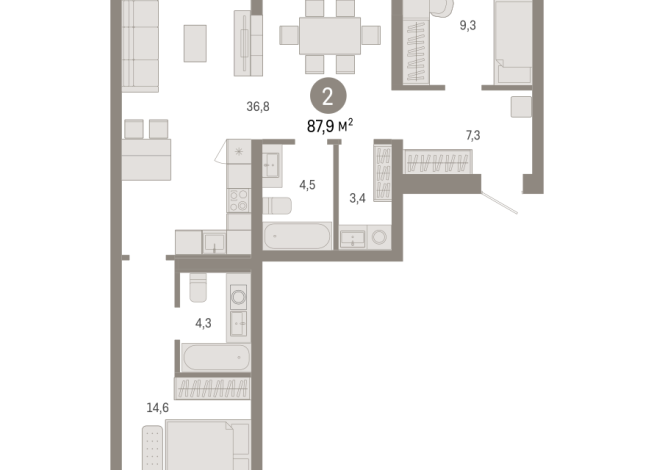 87.00 м² | 9 - 9 эт.