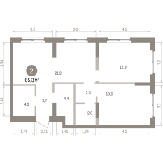 65.00 м² | 3 - 8 эт. 00