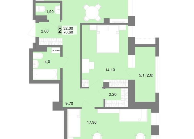 73.20 м² | 6 - 30 эт.