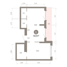 53.00 м² | 23 - 25 эт. 00