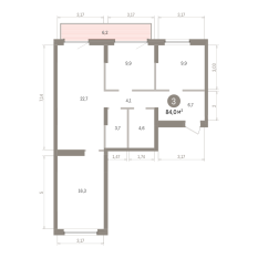 84.00 м² | 9 - 9 эт. 00