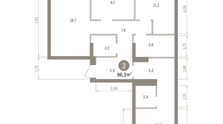 86.00 м² | 3 - 7 эт.