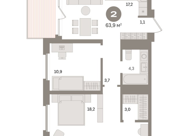 63.00 м² | 19 - 24 эт.