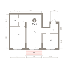 63.00 м² | 7 - 8 эт. 00