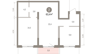 63.00 м² | 7 - 8 эт.