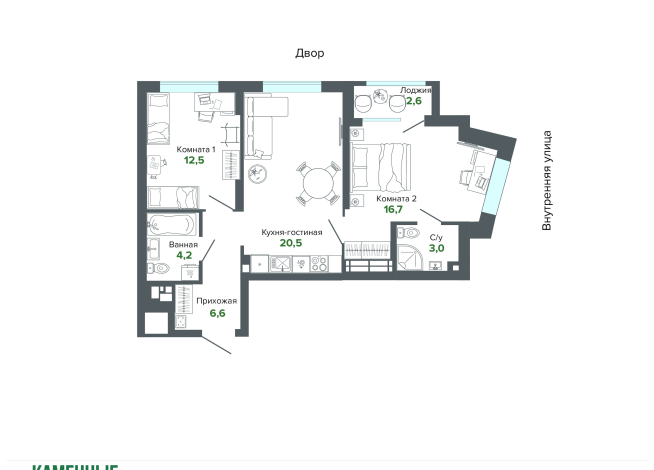 66.00 м² | 20 - 25 эт.