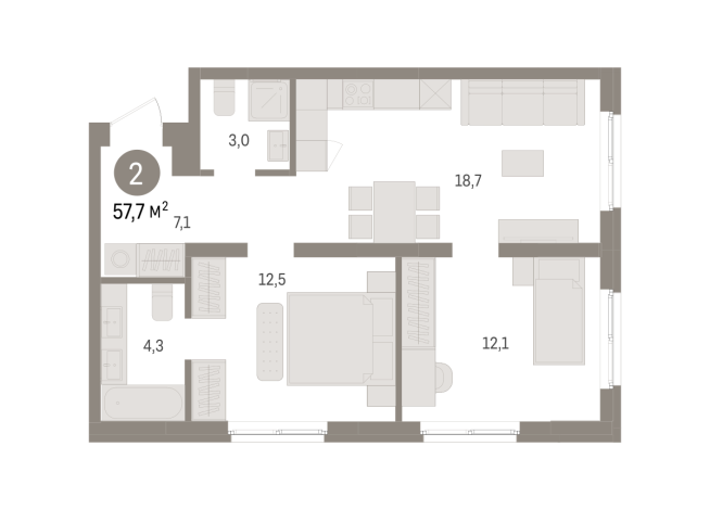 57.00 м² | 12 - 15 эт.