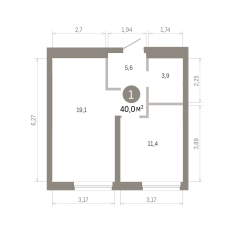 40.00 м² | 4 - 7 эт. 00