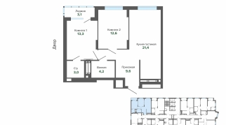 67.11 м² | 18 - 25 эт.