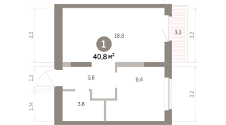 40.00 м² | 5 - 9 эт.