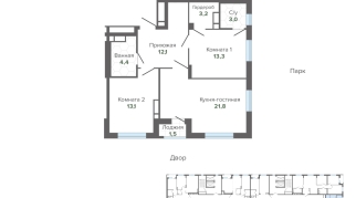 72.59 м² | 4 - 24 эт.