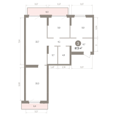 87.00 м² | 8 - 9 эт. 00