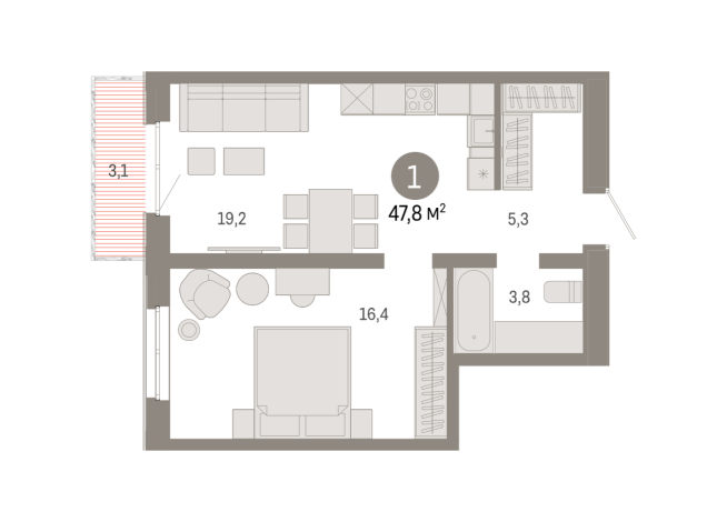 47.00 м² | 15 - 17 эт.
