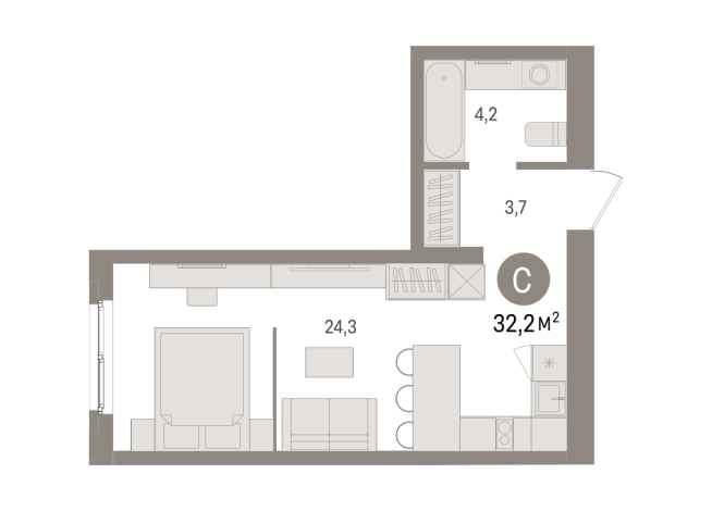 32.00 м² | 8 - 15 эт.